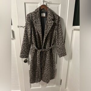 Leopard Print Wrap Coat